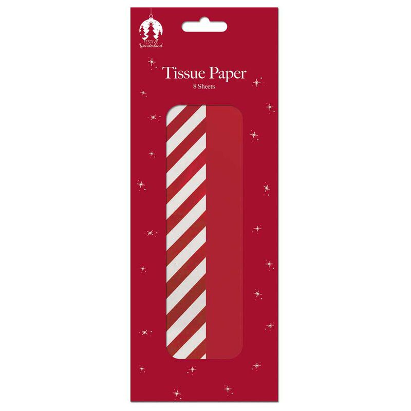 Image Gallery Christmas Tissue Red Stripe 8 Sheets image number 0